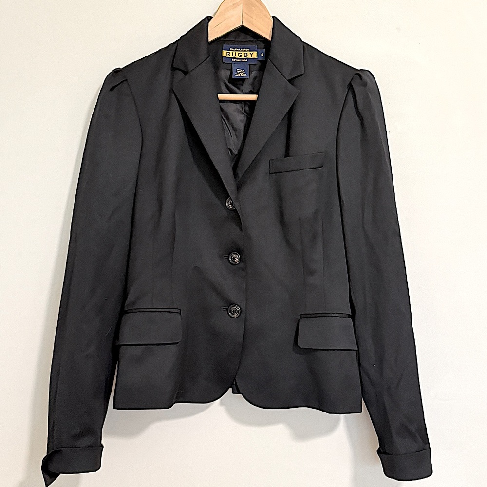 FINAL SALE!! 100% Wool Rugby Ralph Lauren Women’s Blazer Black Jacket Size 4